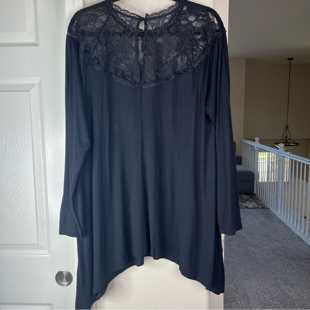 Torrid Lace Collar Super Soft Knits Black Yoke Top Long sleeve Women’s Plus Size